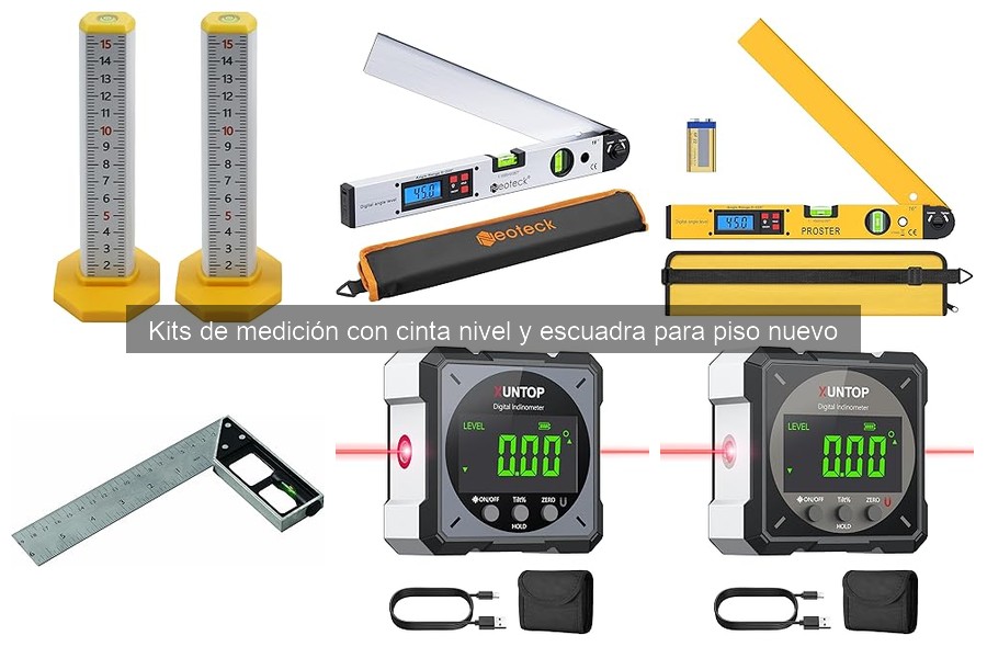 ¿Cuánto cuesta un kit de medición con cinta, nivel y escuadra?