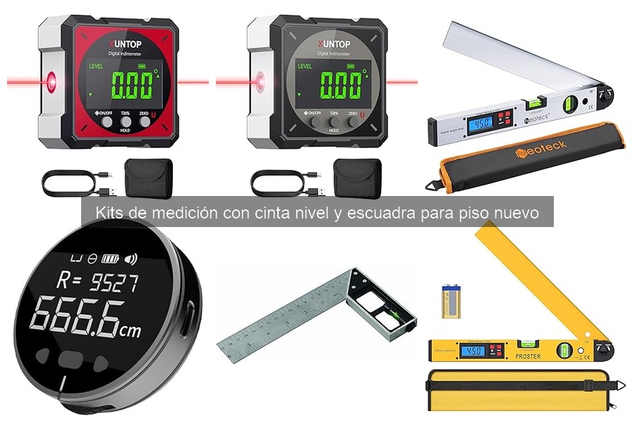 Kits de medición: Cinta, nivel y escuadra para pisos