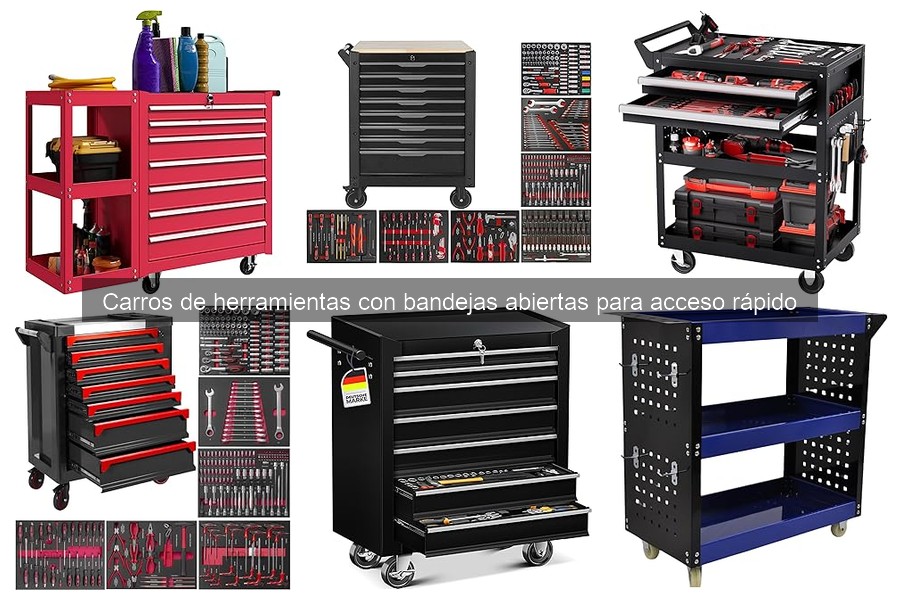 Organiza tu carro de herramientas con bandejas abiertas eficientemente