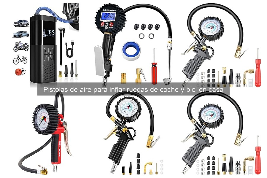 Tipos de pistolas de aire para inflar ruedas de coche y bici