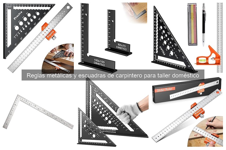Tipos de reglas metálicas y escuadras de carpintero para tu taller